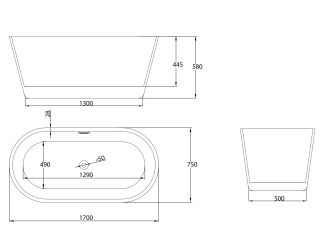Акриловая ванна Grossman Forta GR-1503M 170x75см белый матовый